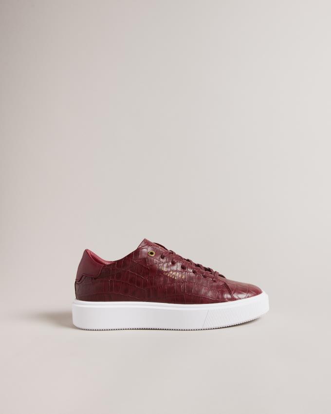 Basket Ted Baker Leather Croc Texture Platform Bordeaux Femme | BOJ-07368116